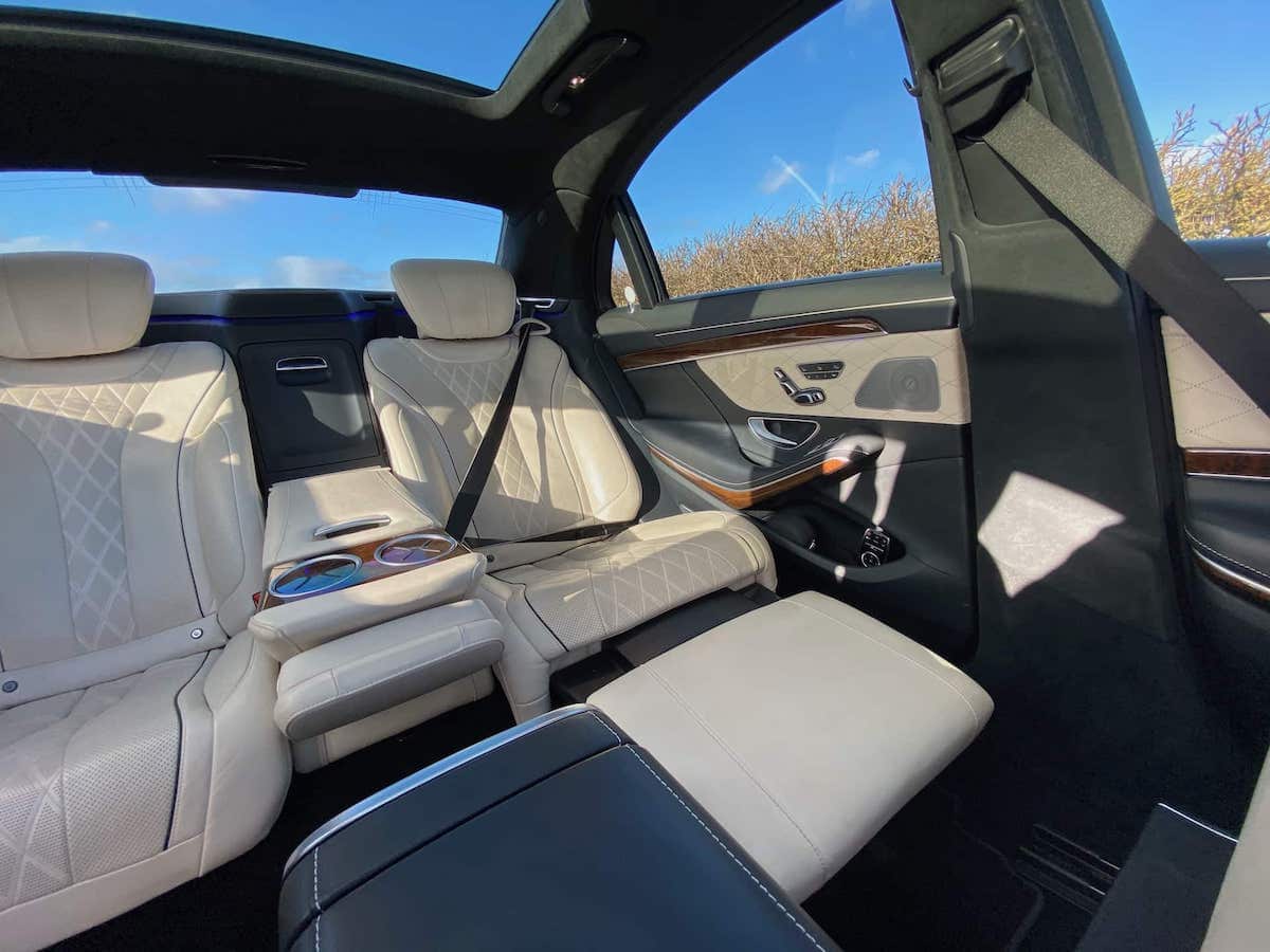 Mercedes S Class chauffeur car luxury interior
