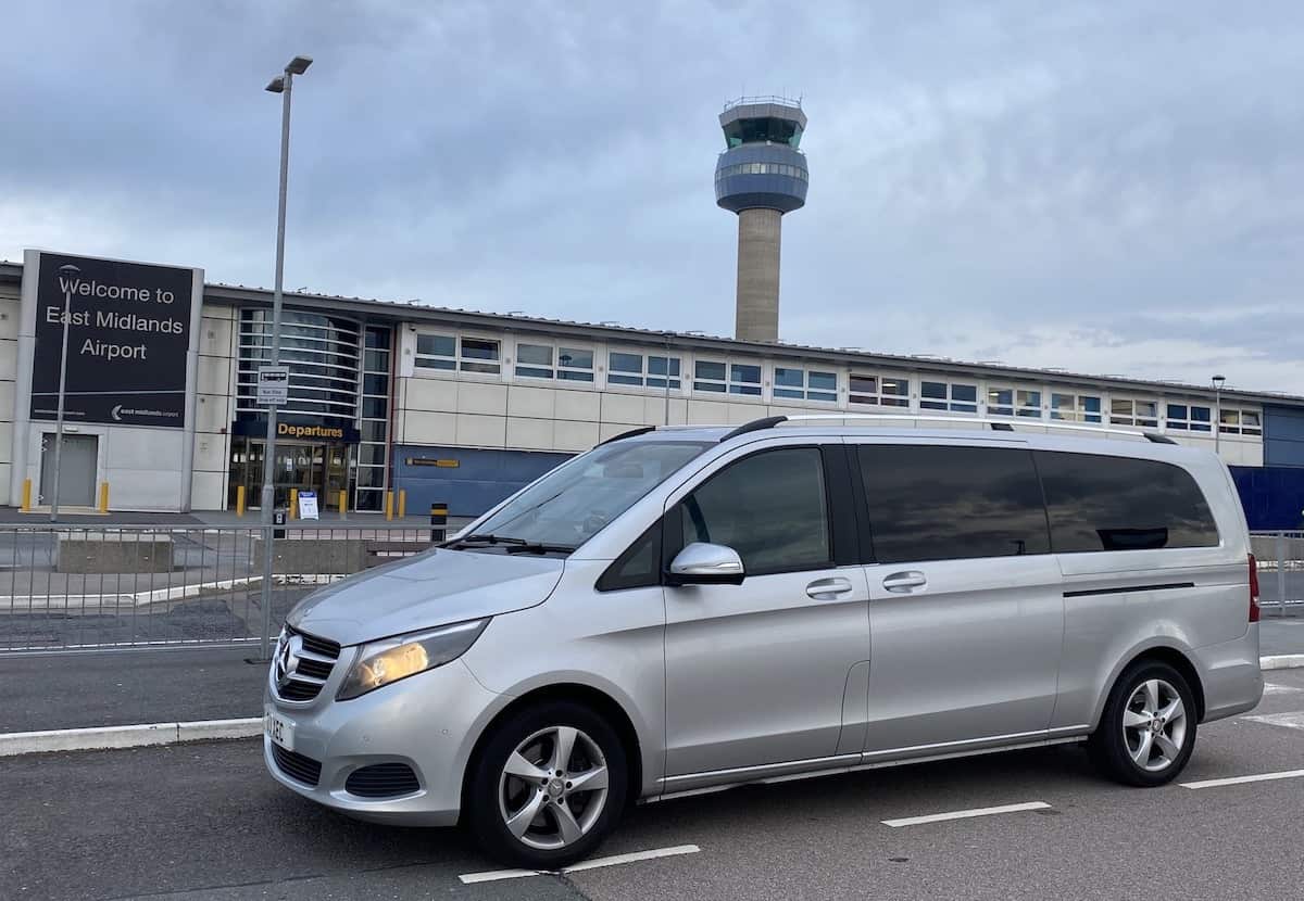 The Mercedes V Class Minibus after an Airport transfer from Derby to East Midlands Airport