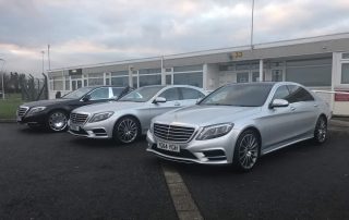 Mercedes S Classes picking up from a private jet at EMA