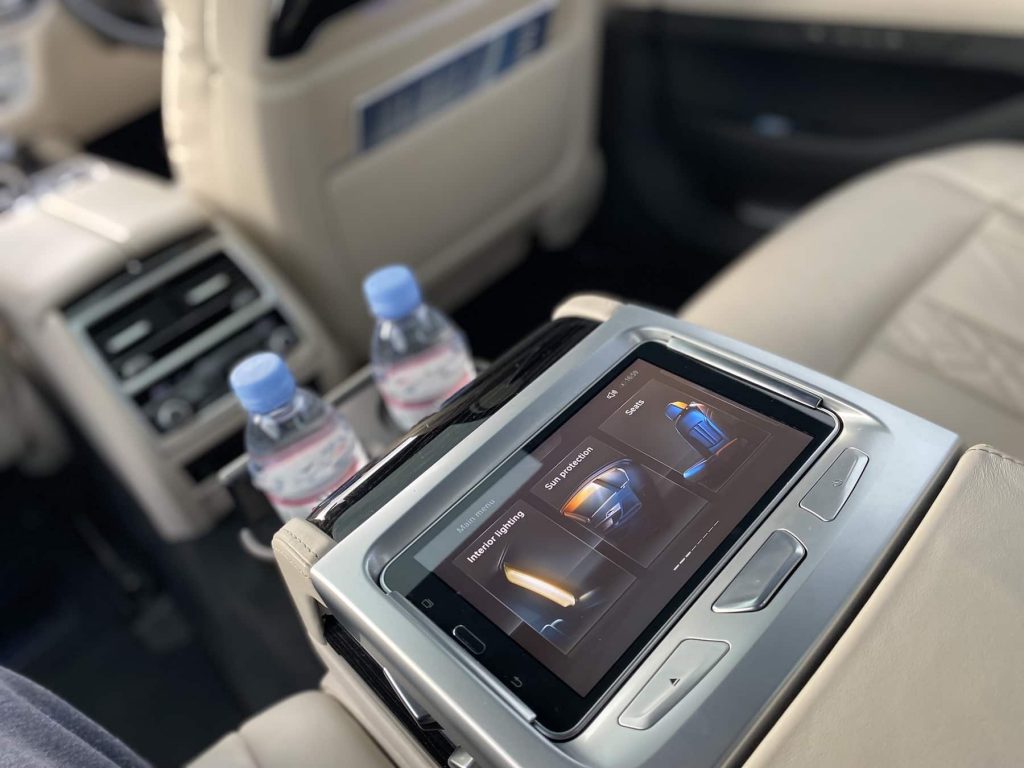 Integrated Tablet to control the interior in our chauffeur driven BMW