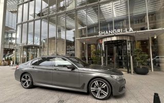 BMW 7 series picking up Clients at The Shard, London to Chauffeur to Derby