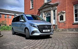 Mercedes S-Class luxury chauffeur vehicle outside Long Eaton Council house