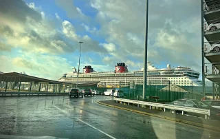 Cruise ship docked at Southampton cruise terminal photographed during chauffeur transfer