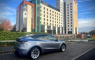 Tesla Model Y electric executive chauffeur vehicle in Derby